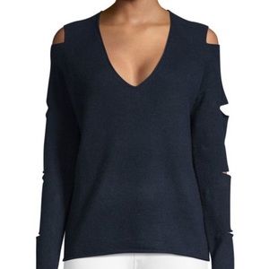 Skull cashmere navy Sz S open shoulder Sweater